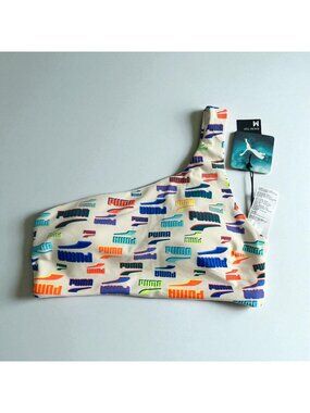 PUMA Women's Multicolor Logo One Strap Swim Bikini Top Size Medium NEW NWT